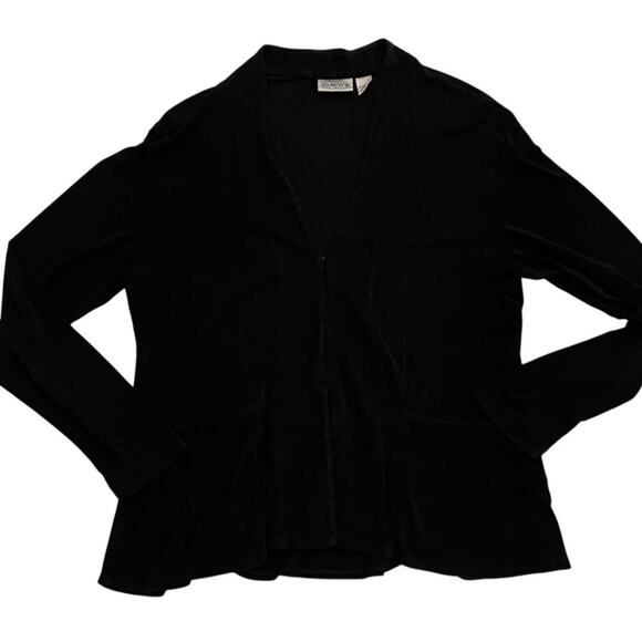 Chico's Travelers Lightweight Silky Black Open Front Long Sleeve Cardigan, L - Picture 4 of 11